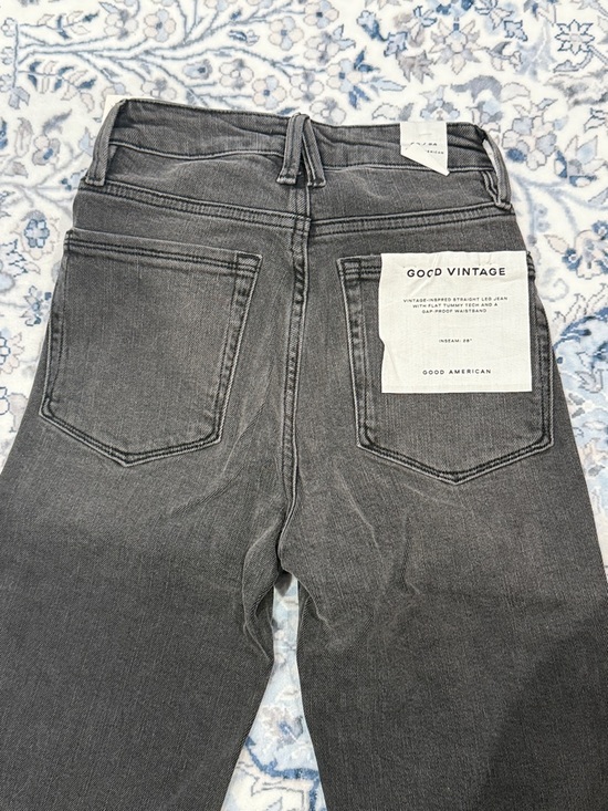 Good American Straight-Leg High-Rise Black Jeans with Tie Waist - Picture 6 of 7